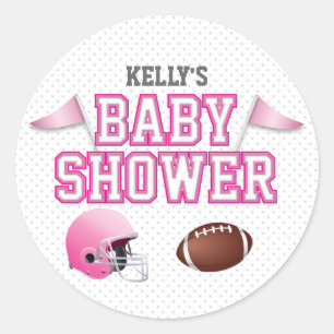 Roze Footballs Baby shower Ronde Sticker
