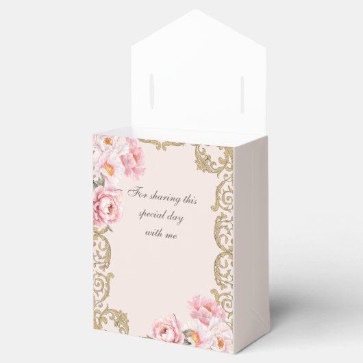 Roze Foral Rococo  Pioen Vrijgezellenfeest Bedankdoosjes (Geopend)