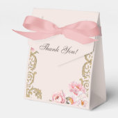 Roze Foral Rococo  Pioen Vrijgezellenfeest Bedankdoosjes (Voorkant Zijde)