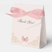 Roze Foral Rococo  Pioen Vrijgezellenfeest Bedankdoosjes (Voorkant Zijde)