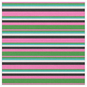 Roze, Forest Green, Light Zee Green, White & Black Stof