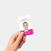 Roze formeel professioneel zakelijk schoolpersonee badge (Handheld)
