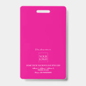 Roze formeel professioneel zakelijk schoolpersonee badge (Achterkant)