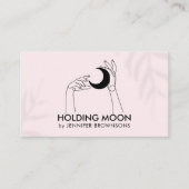 Roze fornuis Teller Touch Moon Crescent met handen Visitekaartje (Voorkant)