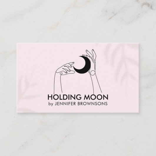 Roze fornuis Teller Touch Moon Crescent met handen Visitekaartje (Voorkant)