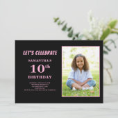 Roze Foto 10e Verjaardag Kaart (Staand voorkant)