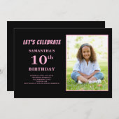 Roze Foto 10e Verjaardag Kaart (Voorkant / Achterkant)