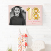 Roze foto 18e verjaardag Gold ballon Spandoek (Insitu)