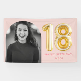 Roze foto 18e verjaardag Gold ballon Spandoek