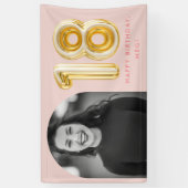 Roze foto 18e verjaardag Gold ballon Spandoek (Verticaal)