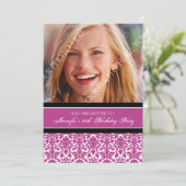 Roze foto 20th Birthday Party Kaart (Staand voorkant)