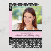 Roze foto 25th Birthday Party Kaart (Voorkant / Achterkant)