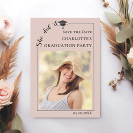 Roze Foto Afstudeerfeest Save the Date
