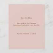 Roze foto Afstudeerfeest Save the Date Flyer (Achterkant)