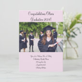 Roze foto afstudeerkaart save the date (Staand voorkant)