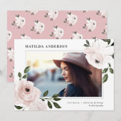 Roze  foto afstuderen foto bloem aankondiging (Voorkant / Achterkant)