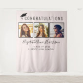 Roze Foto Afstuderen Party Booth Achtergrond Wandkleed (Voorkant)