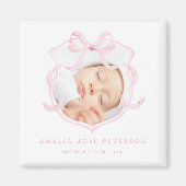 Roze Foto Baby Meisje Aankondigingsmagneet Magneet (Voorkant)