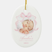 Roze Foto Baby Meisje Eerste Kerstmis Keramisch Ornament (Voorkant)