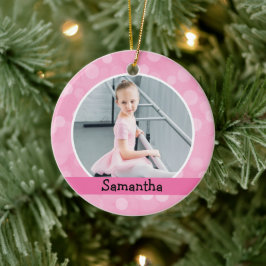 Roze foto Ballet Dancer Bokeh Holiday Monogram Keramisch Ornament