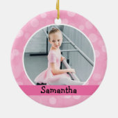 Roze foto Ballet Dancer Bokeh Holiday Monogram Keramisch Ornament (Achterkant)
