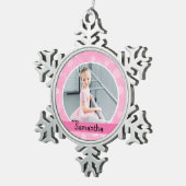 Roze foto Ballet Dancer Bokeh Holiday Monogram Tin Sneeuwvlok Ornament (Rechts)