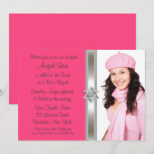 Roze foto Bat Mitzvah Kaart (Voorkant / Achterkant)