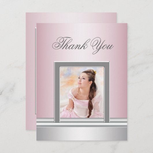 Roze foto Bedankt kaart RSVP All Purpose (Voorkant / Achterkant)