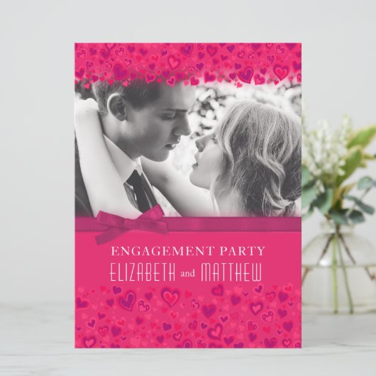 Roze foto-boog van het feest kaart (Staand voorkant)