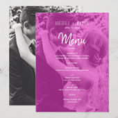 Roze Foto Bruiloft Menu (Voorkant / Achterkant)