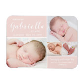 Roze foto Collage Baby Girl Aankondiging geboorte Magneet (Horizontaal)