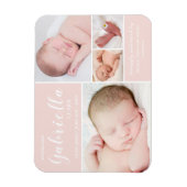 Roze foto Collage Baby Girl Aankondiging geboorte Magneet (Verticaal)