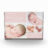 Roze foto Collage Baby Girl Photo Block (Voorkant)