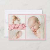 Roze Foto Collage Baby Shower Bedankt  (Voorkant)