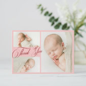 Roze Foto Collage Baby Shower Bedankt  (Staand voorkant)