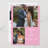 Roze foto collage bruiloft bedankkaart (Voorkant / Achterkant)