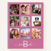 Roze foto collage monogram modern dagboek notitieboek (Voorkant)