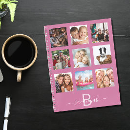 Roze foto collage monogram modern dagboek notitieboek