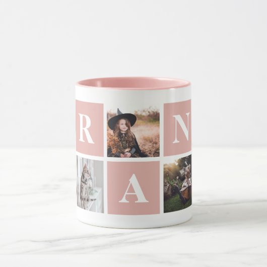 Roze foto Collage Persoonlijke Mugs voor oma Mok (Midden)