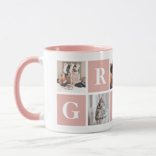 Roze foto Collage Persoonlijke Mugs voor oma Mok (Links)