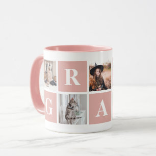 Roze foto Collage Persoonlijke Mugs voor oma Mok