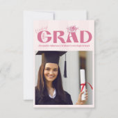 Roze Foto Coquette  Afstudeerfeestje Boog Aankondiging (Voorkant)