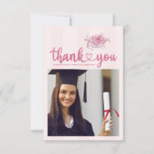Roze Foto Coquette Boog Afstudeerfeest Bedankkaart (Voorkant)