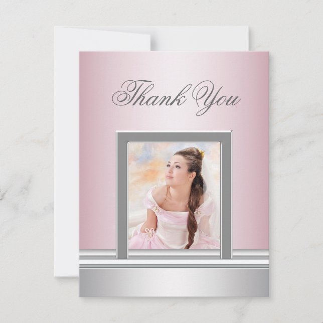 Roze foto Dank je creditcard RSVP All Purpose Bedankkaart (Voorkant)