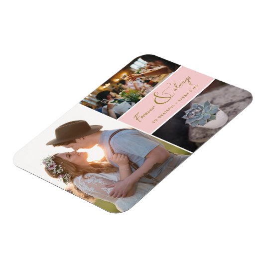 Roze Foto Dank u Collage voor altijd & altijd Magneet (Linkerzijde)
