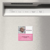 Roze foto doopsel of doop uitnodiging magneet (Insitu (Vaatwasser))