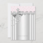 Roze foto Eerste Communie kant kruis Kaart (Achterkant)