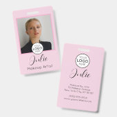 Roze Foto en Logo Visagist Badge (Voor- en achterkant)