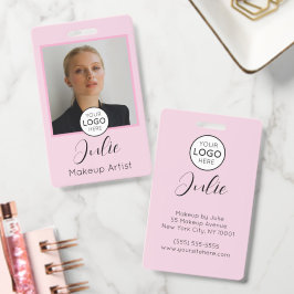 Roze Foto en Logo Visagist Badge