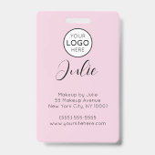Roze Foto en Logo Visagist Badge (Achterkant)